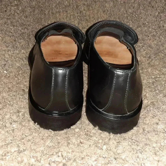 HUGO BOSS-Black Leather-Silver Logo Plate-Loafers-Sz 7 UK-8 US-Excellent